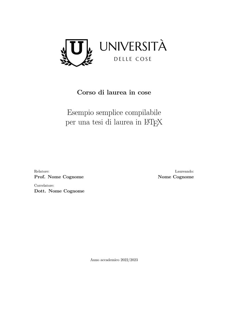 Esempio semplice compilabile per tesi di laurea