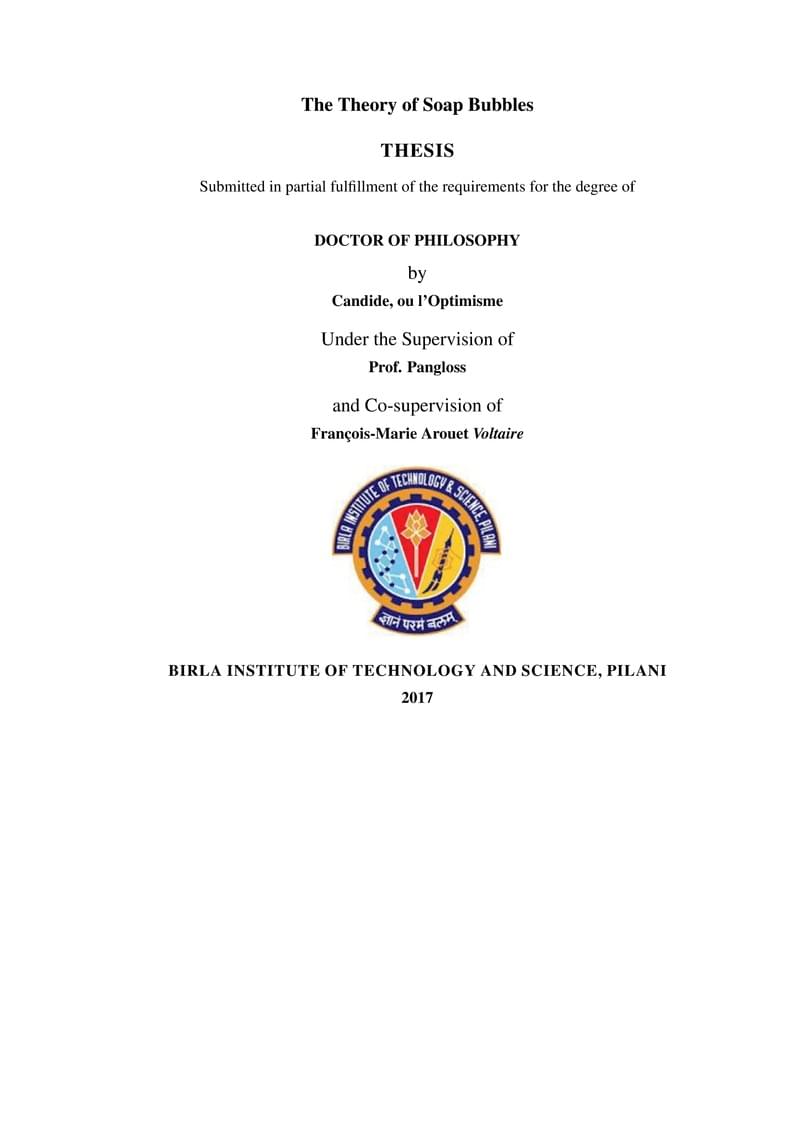 BITS Goa PhD Thesis Template