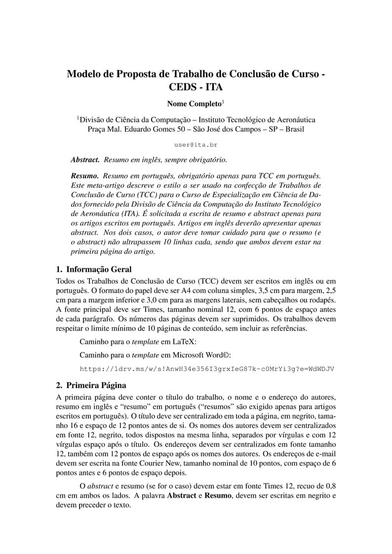 Exemplo Proposta de TCC - CEDS