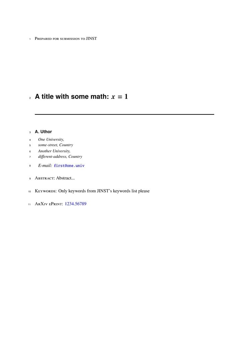 JINST - Journal of Instrumentation template
