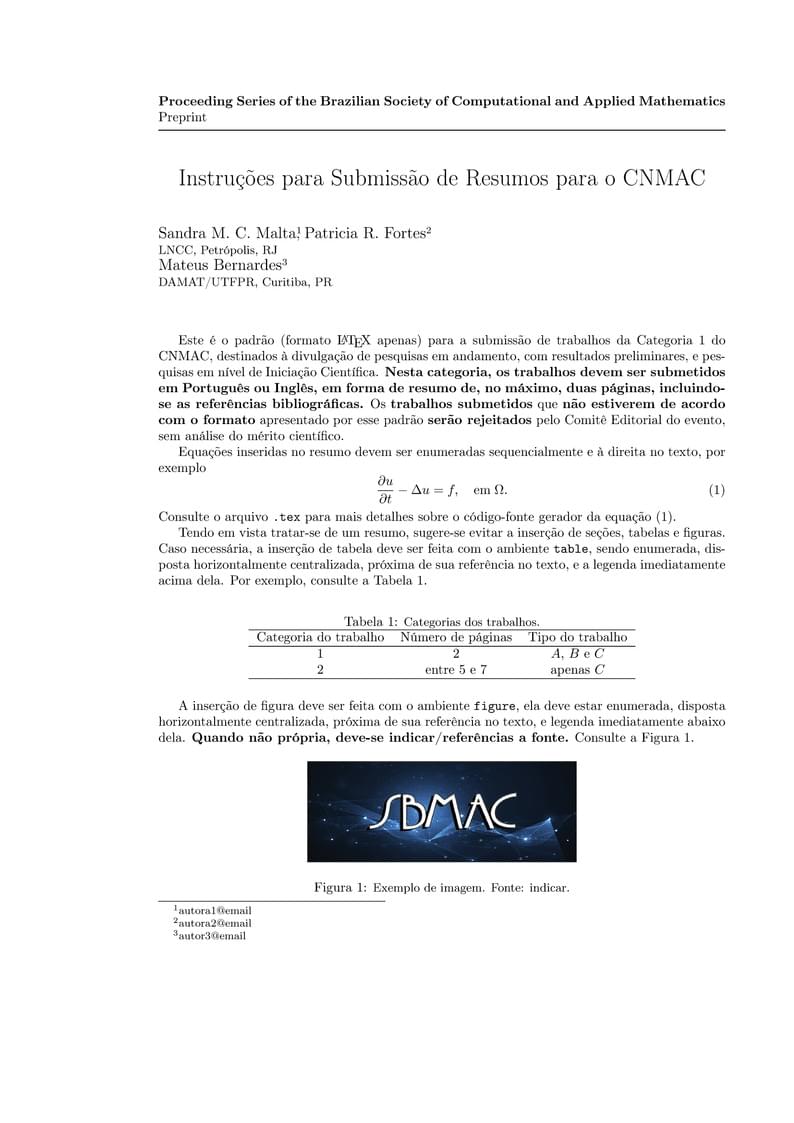 Modelo para Submissão de Resumos para o CNMAC 2023