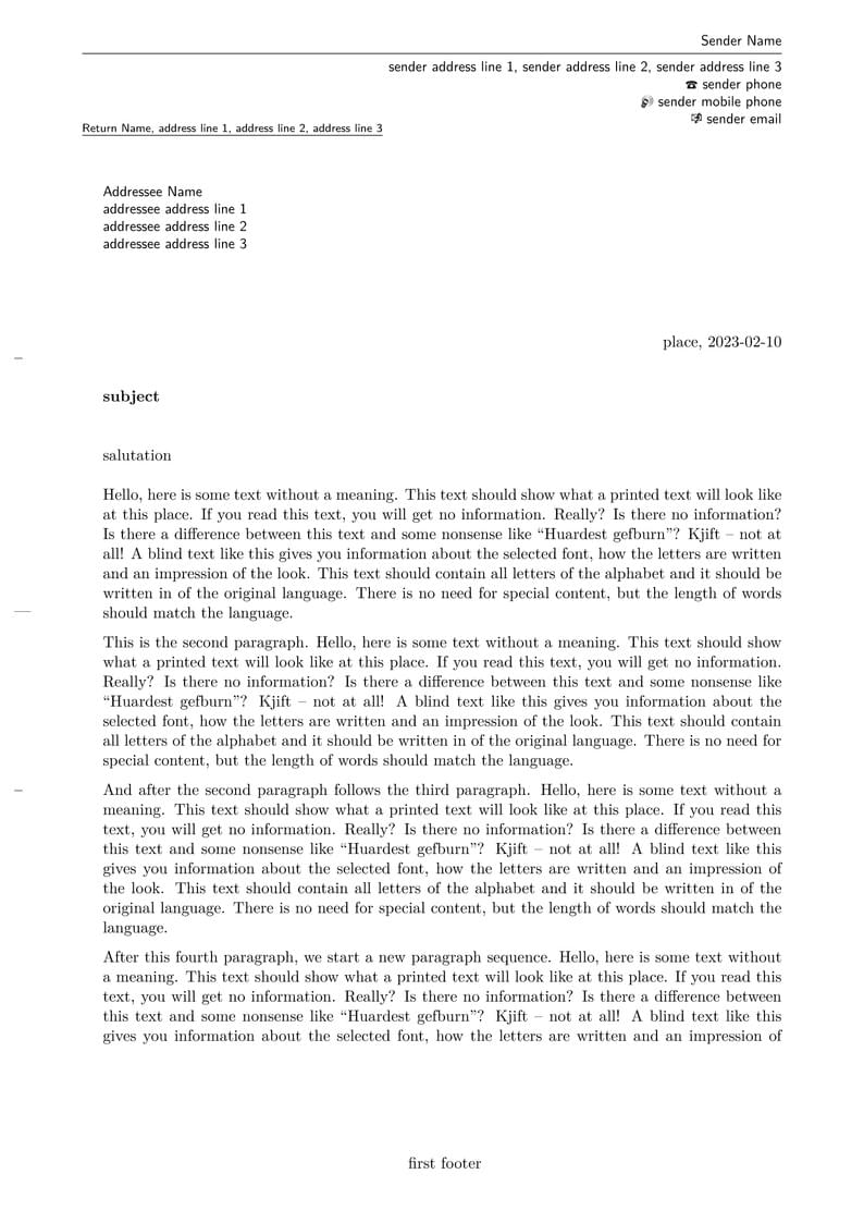 DIN5008 Letter