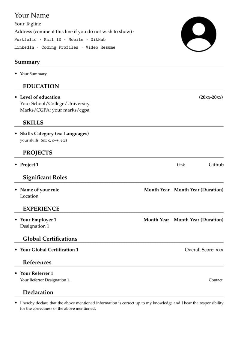 Resume Template by Krishna Priyatham Potluri