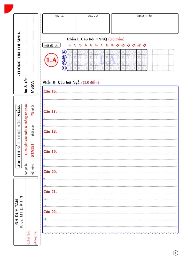 Answer Sheet DTU CCa