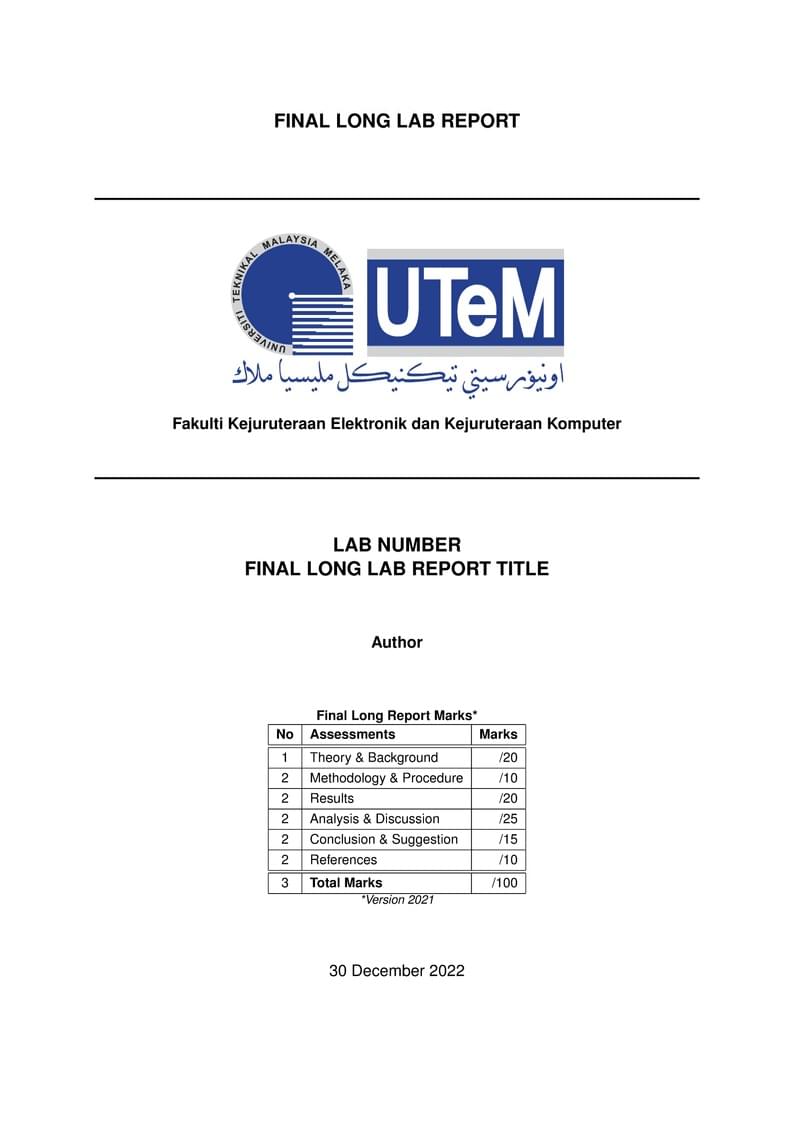 Final Individual Lab Report Template FKEKK UTeM