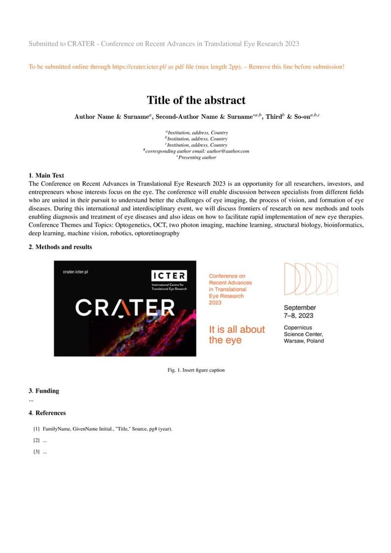 Abstract template for CRATER2023 conference organized by ICTER