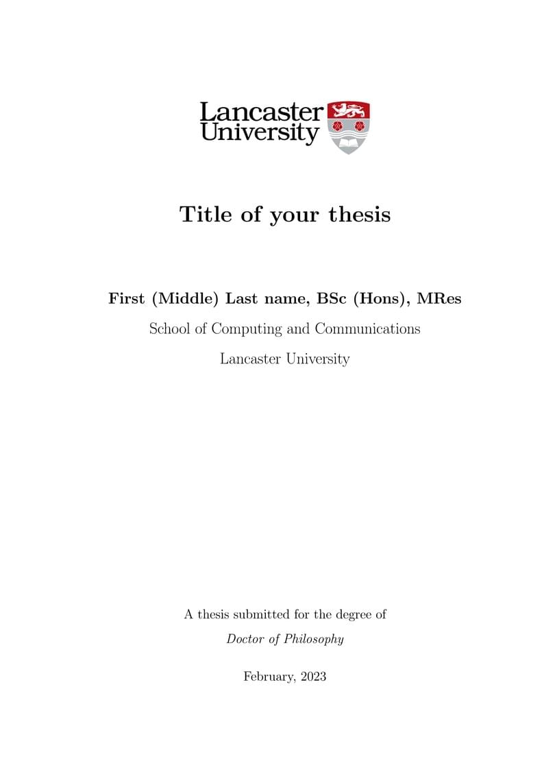 SCC Lancaster University PhD Thesis Template