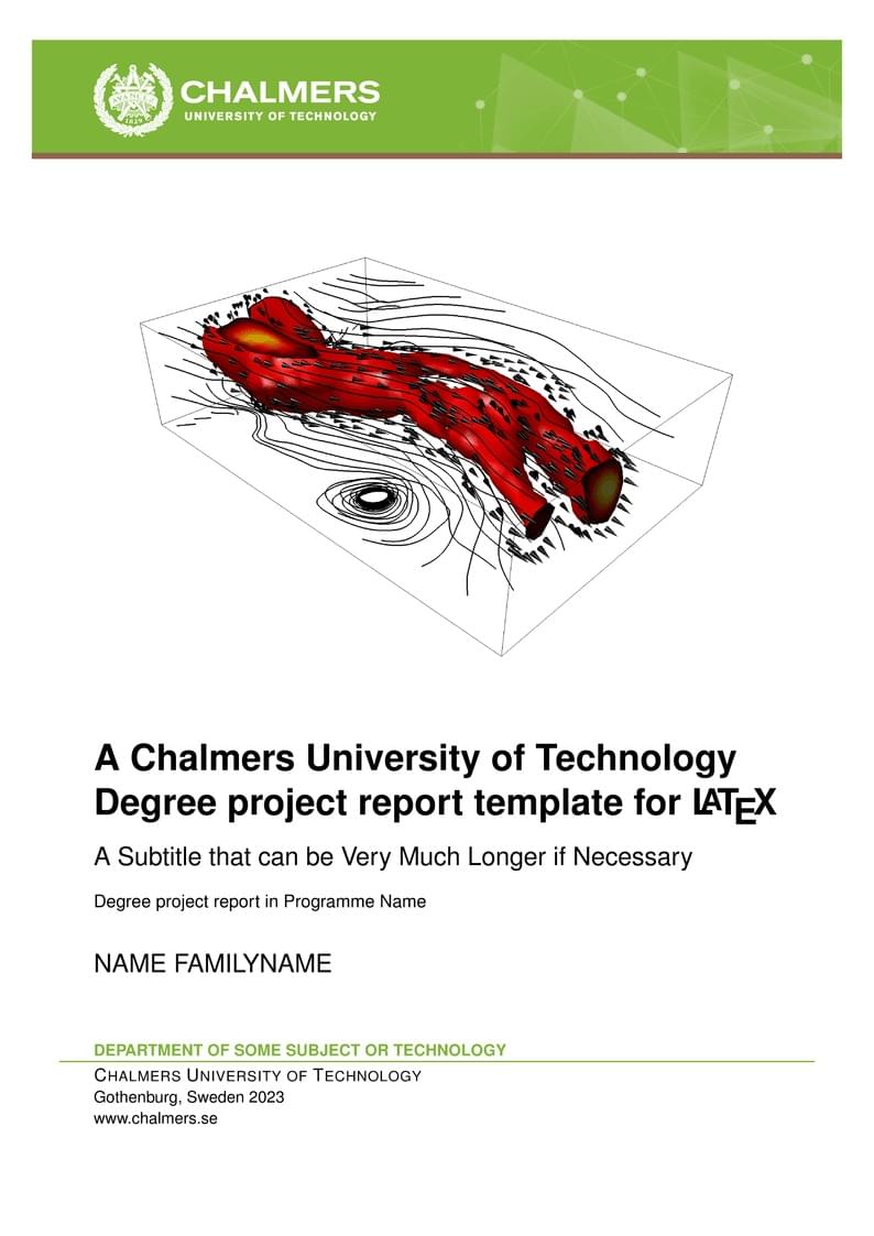 Chalmers University of Technology: Degree project report Template 2023 English