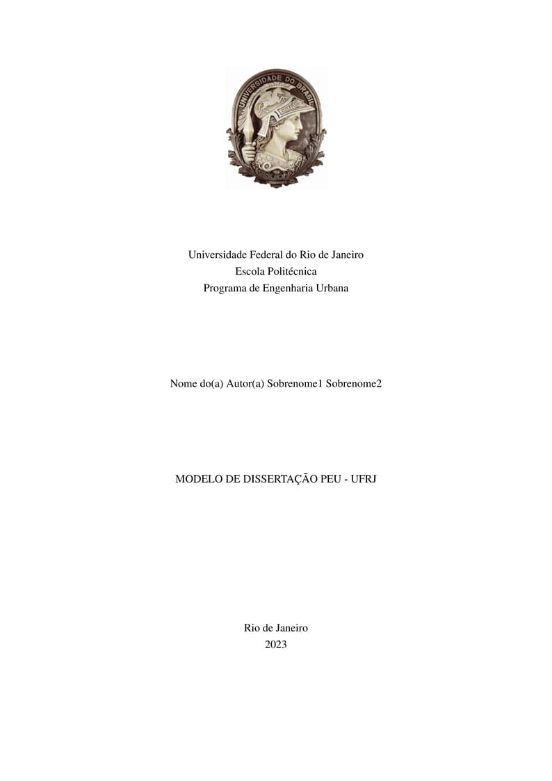 Modelo de Dissertação PEU - UFRJ