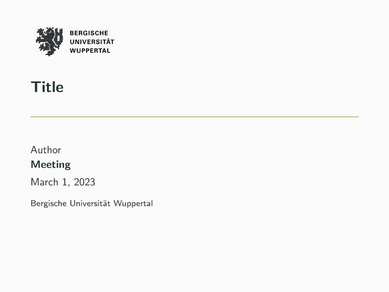 Universität Wuppertal Presentation Metropolis Template