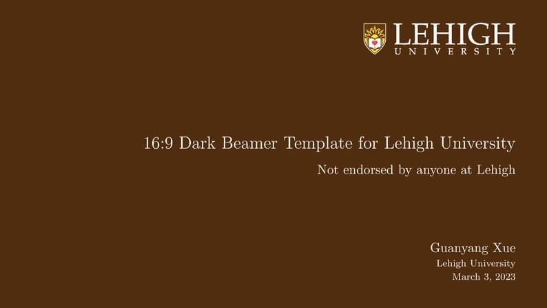 My Dark Beamer Template for Lehigh University