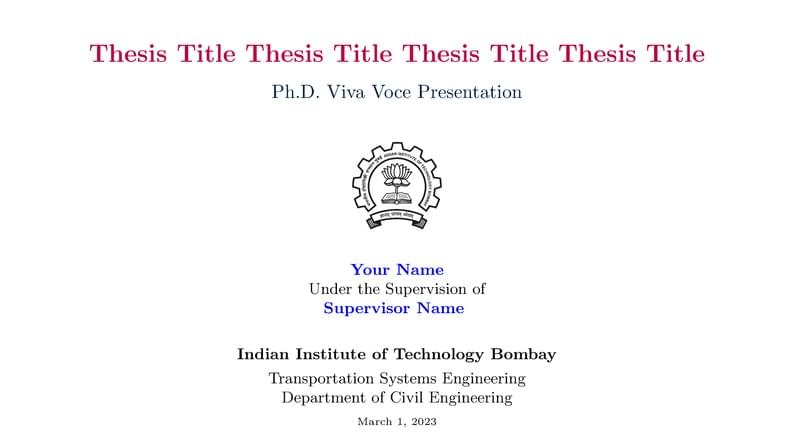 IIT Bombay Unofficial LaTeX Beamer Presentation Template