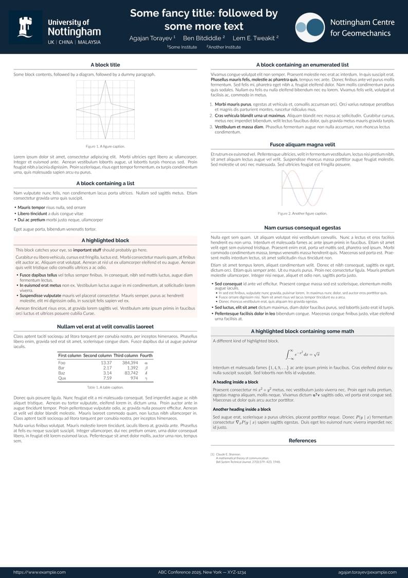 Poster Template for Nottingham Centre for Geomechanics