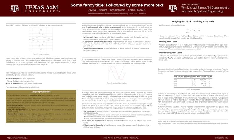 Unofficial APA style Poster Template for TAMU ISEN