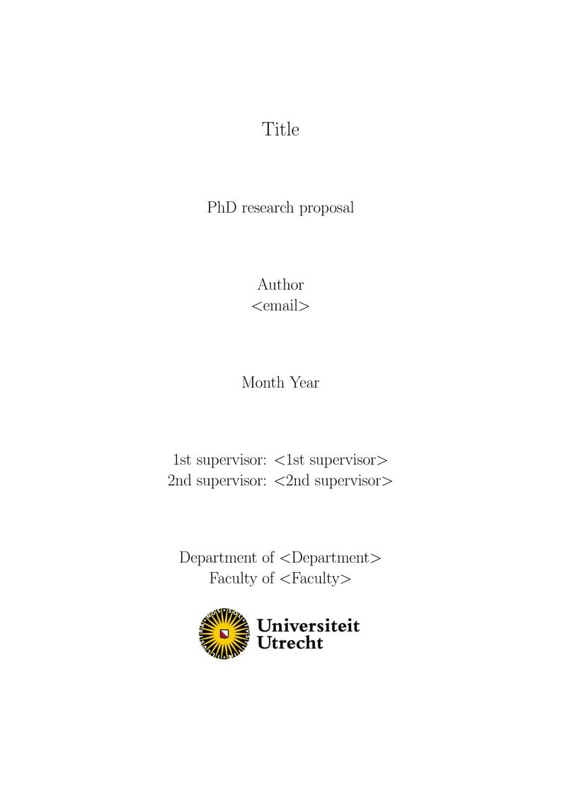 Template for MSc or PhD research proposal - Utrecht University