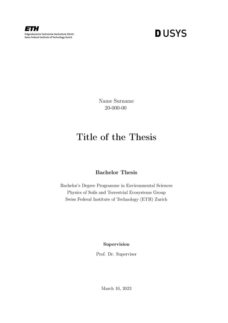 ETH Zurich DUSYS Thesis Template