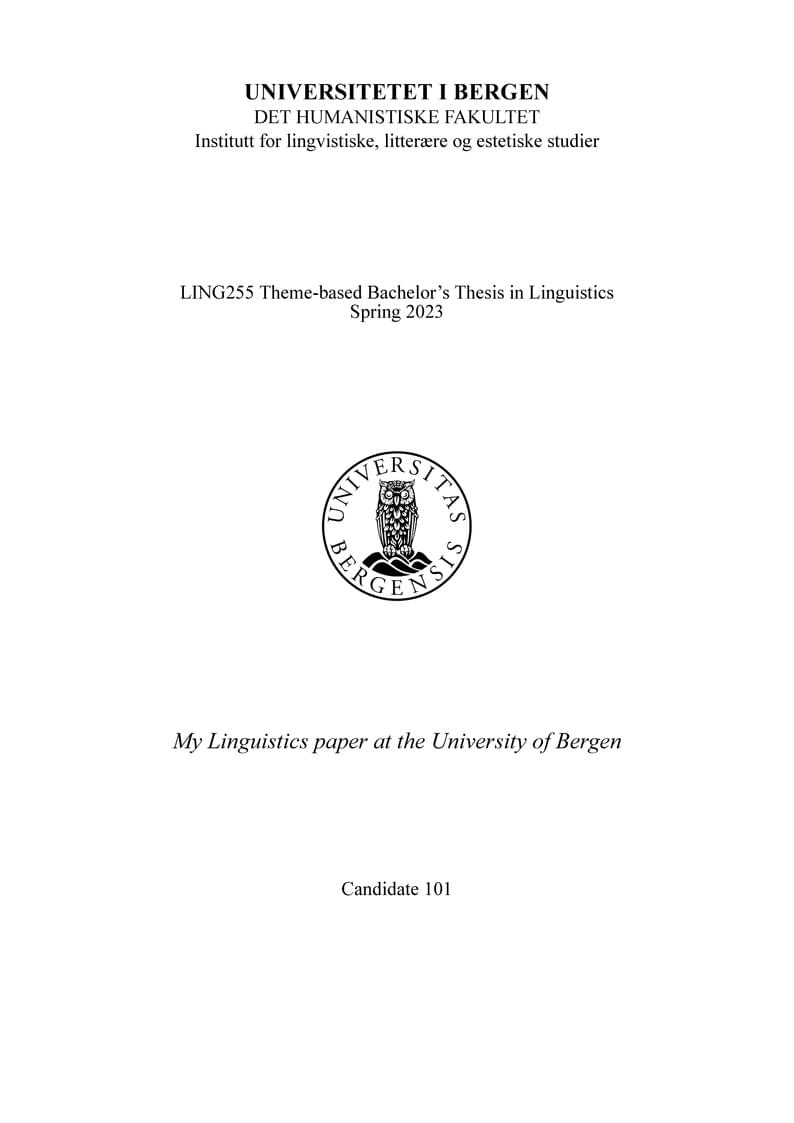 Linguistics paper at University of Bergen