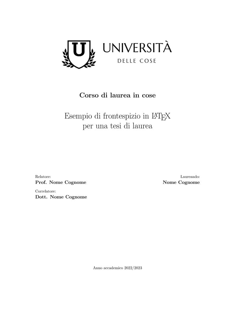 Esempio frontespizio