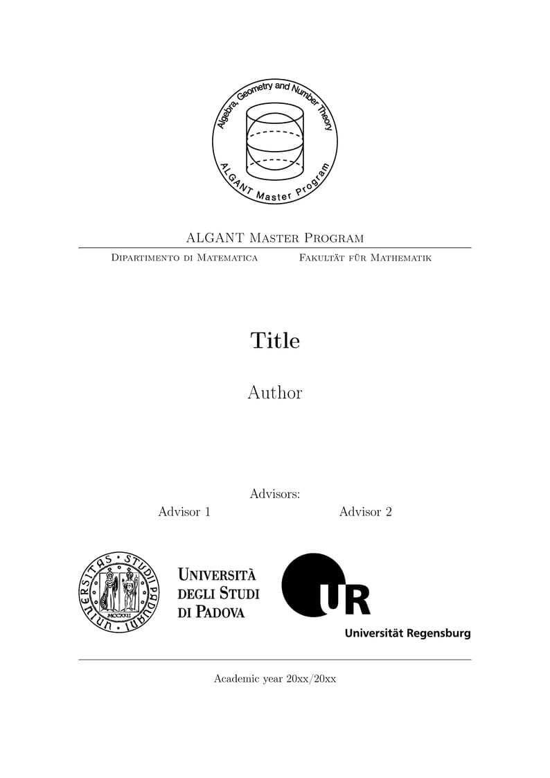 ALGANT Master Thesis (Padova - Regensburg)