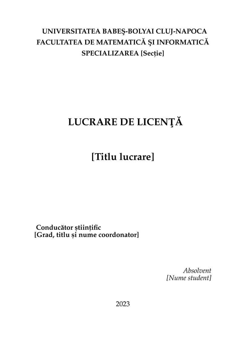 UBB CS Thesis Template Romanian