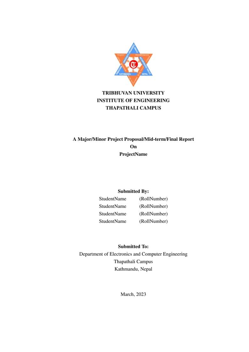 IOE Thapathali Campus Minor and Major Project Report Template