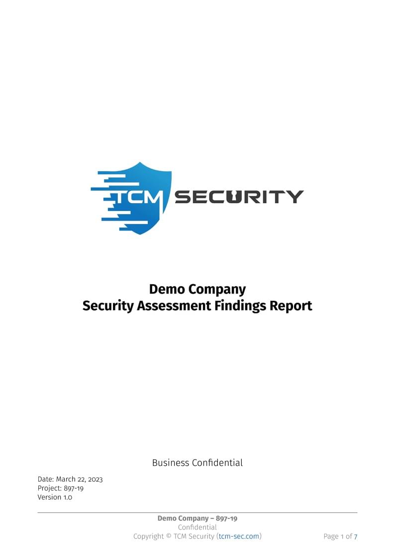 Penetration Test Report Template