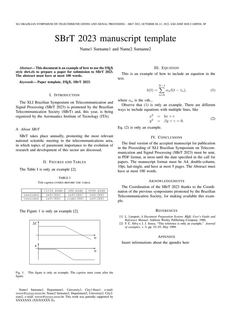 SBrT 2023 manuscript template (EN)
