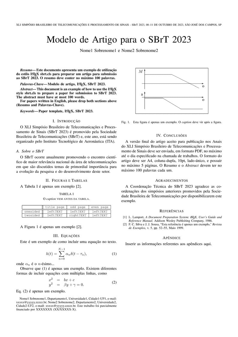 Modelo de Artigo para o SBrT 2023