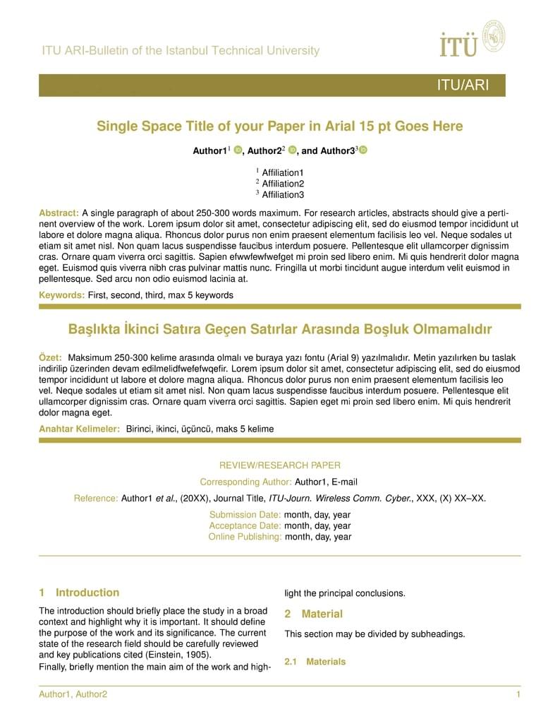 ITU Journals' Template