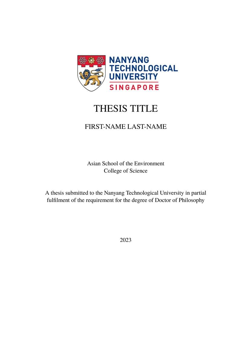 PhD Thesis-NTU Singapore-Asian School of the Environment (Unofficial)