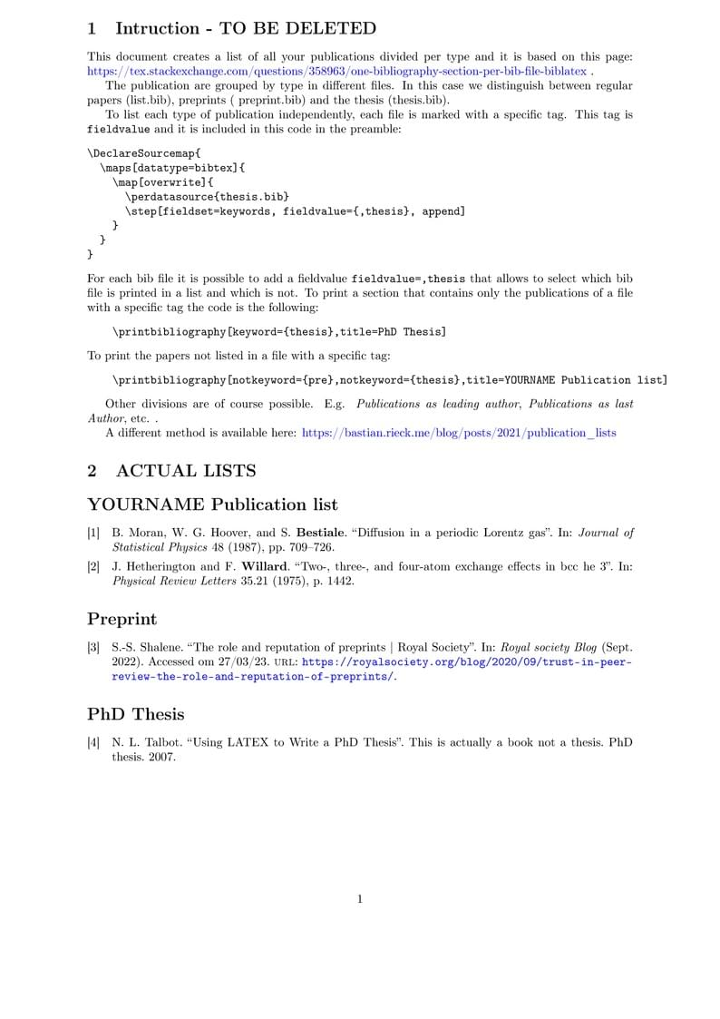 Publication list by type