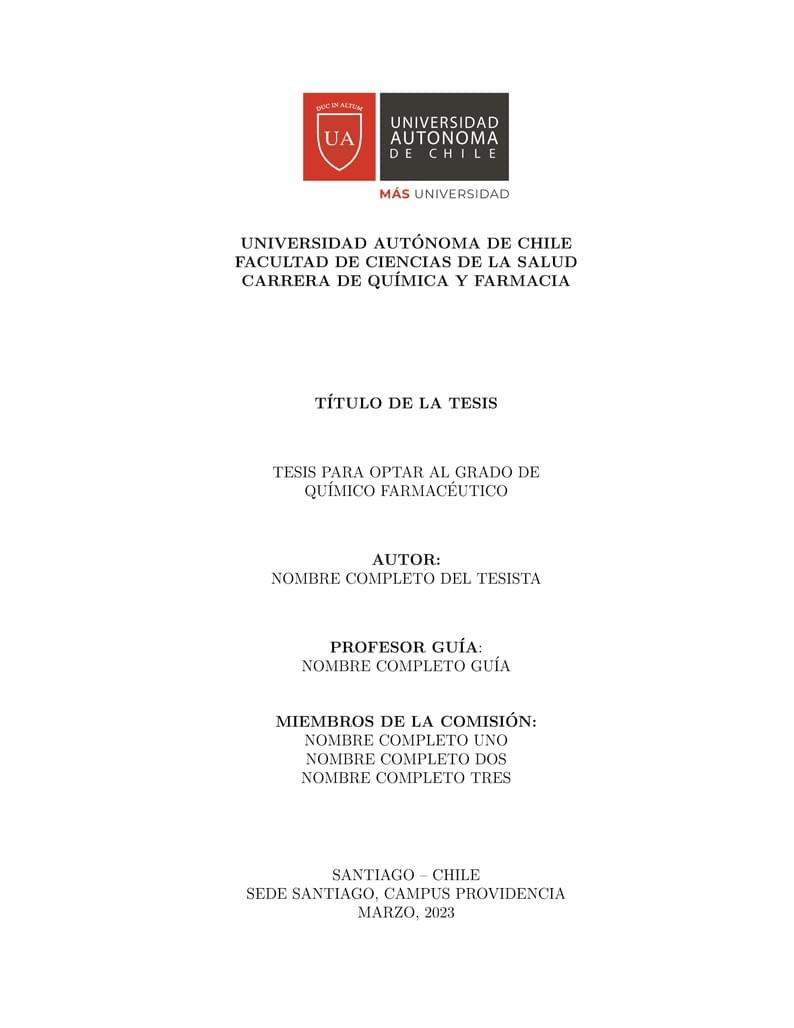 Tesis - QUIMICA Y FARMACIA - Universidad Autónoma de Chile