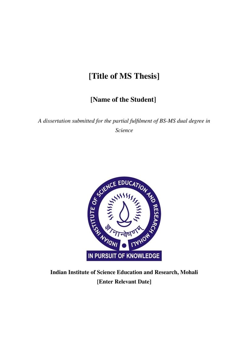 IISER Mohali MS Thesis Template