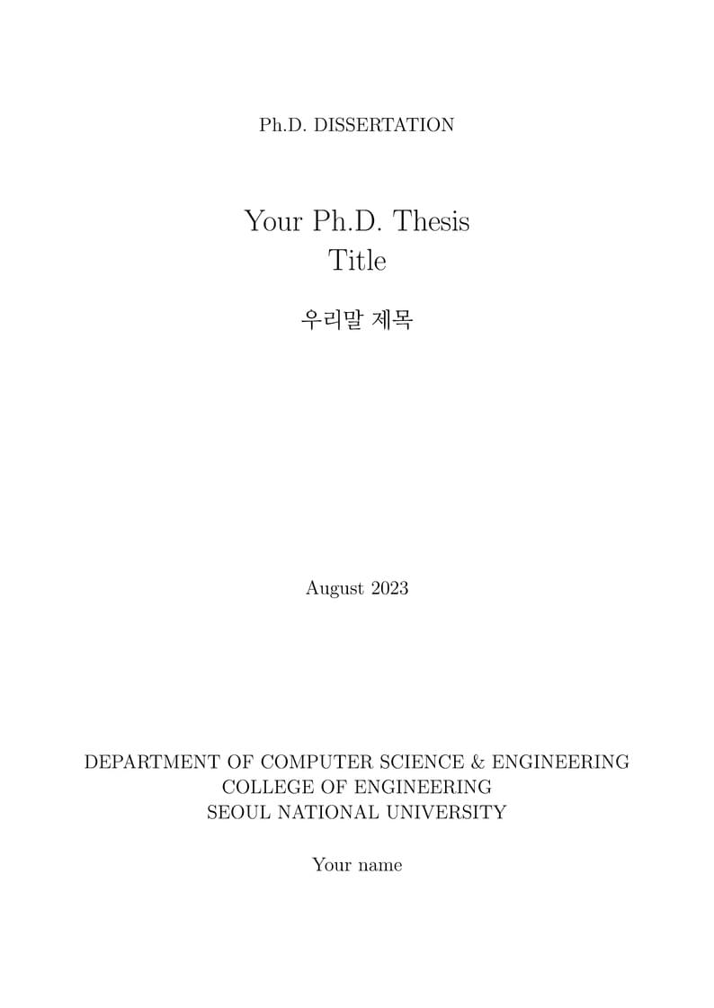 Thesis template for SNU CSE