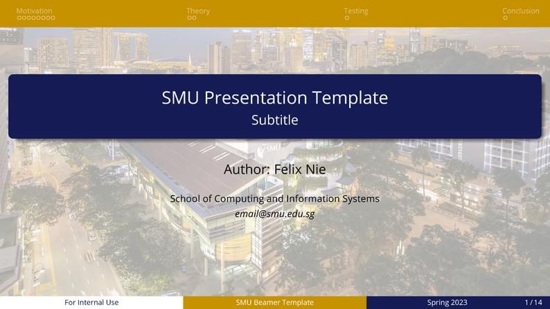 Singapore Management University (SMU) Beamer Presentation Template