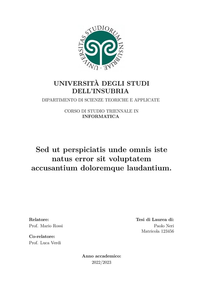Thesis Template (Computer Science) - University of Insubria