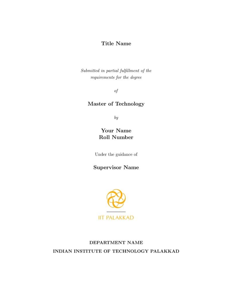 IIT PKD MTech Thesis Template
