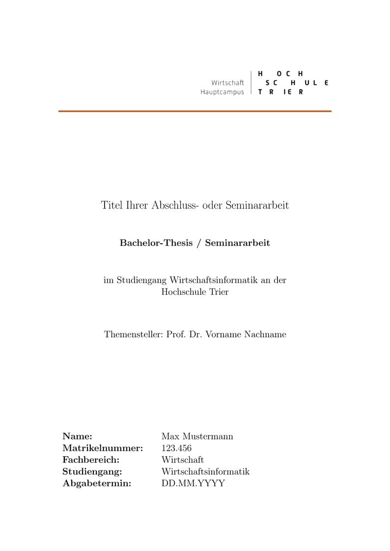 Abschluss- oder Seminararbeiten im Studiengang Wirtschaftsinformatik an der Hochschule Trier