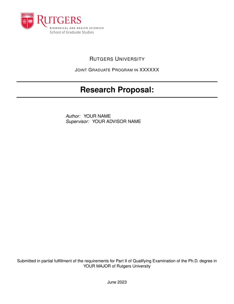 Research Proposal-Rutgers SGS Molecular Biosciences