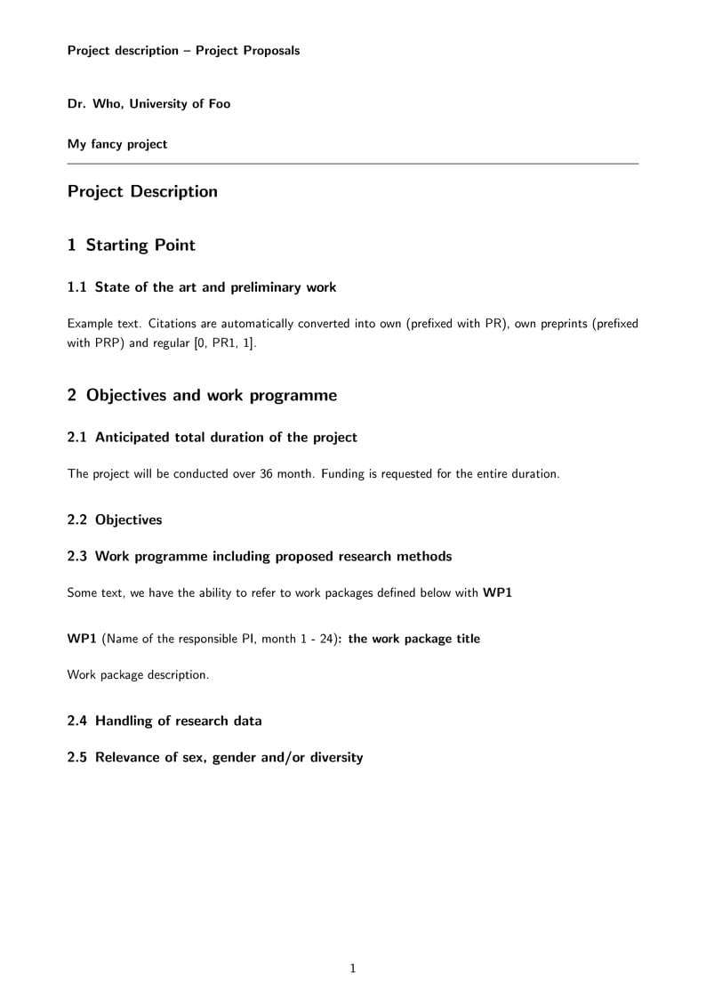 DFG Research Grants Programme Proposal Template