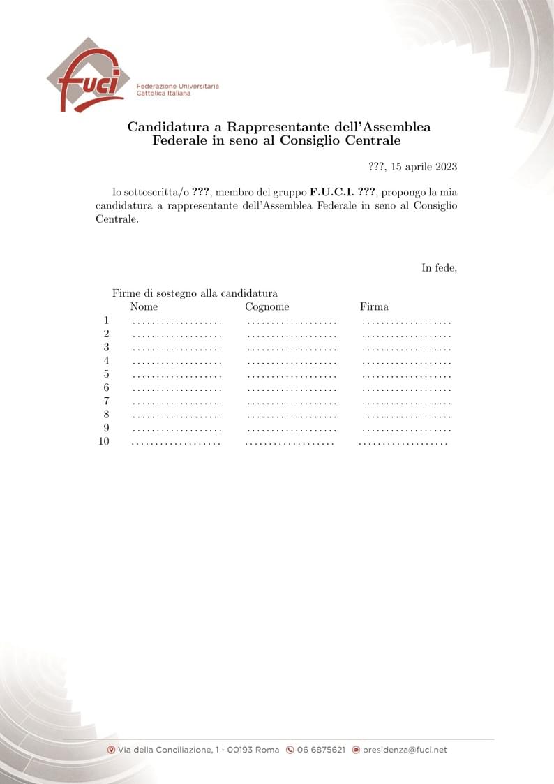 FUCI RAF Candidacy
