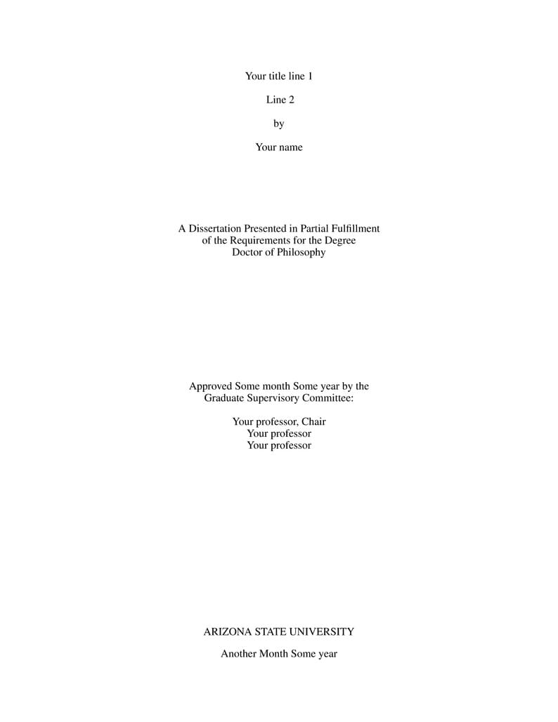 Prospectus/Dissertation template for Arizona State University