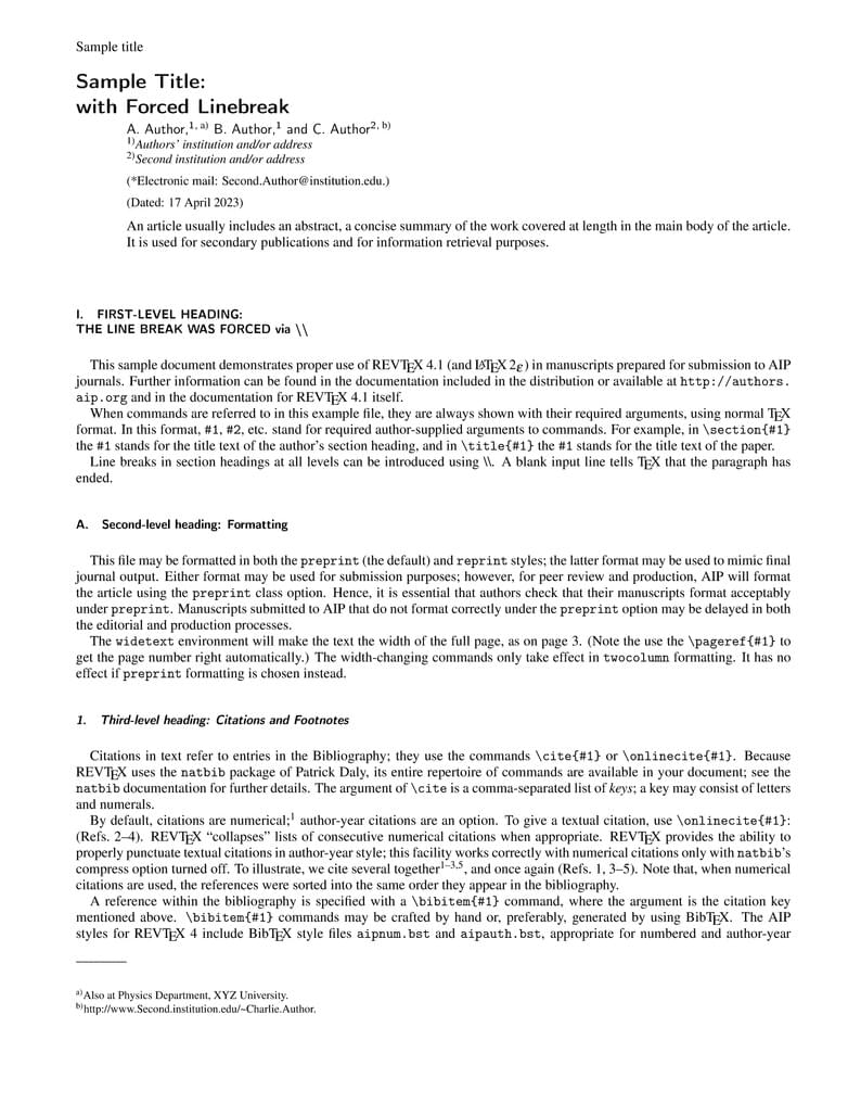 Template for Submission to the Journal of Mathematical Physics