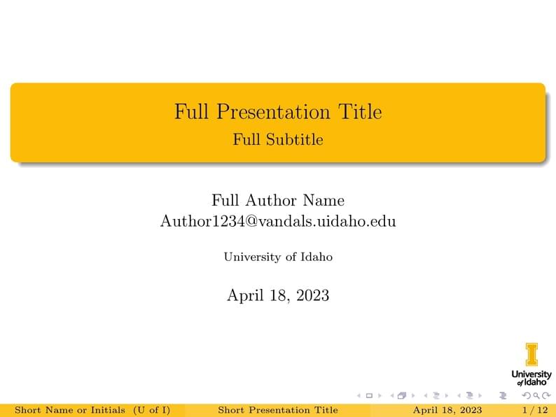 University of Idaho Presentation Template