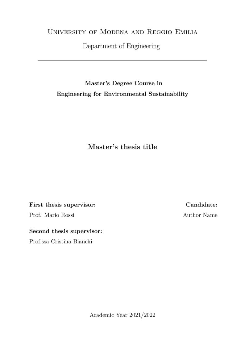 Master's thesis template (ita style)