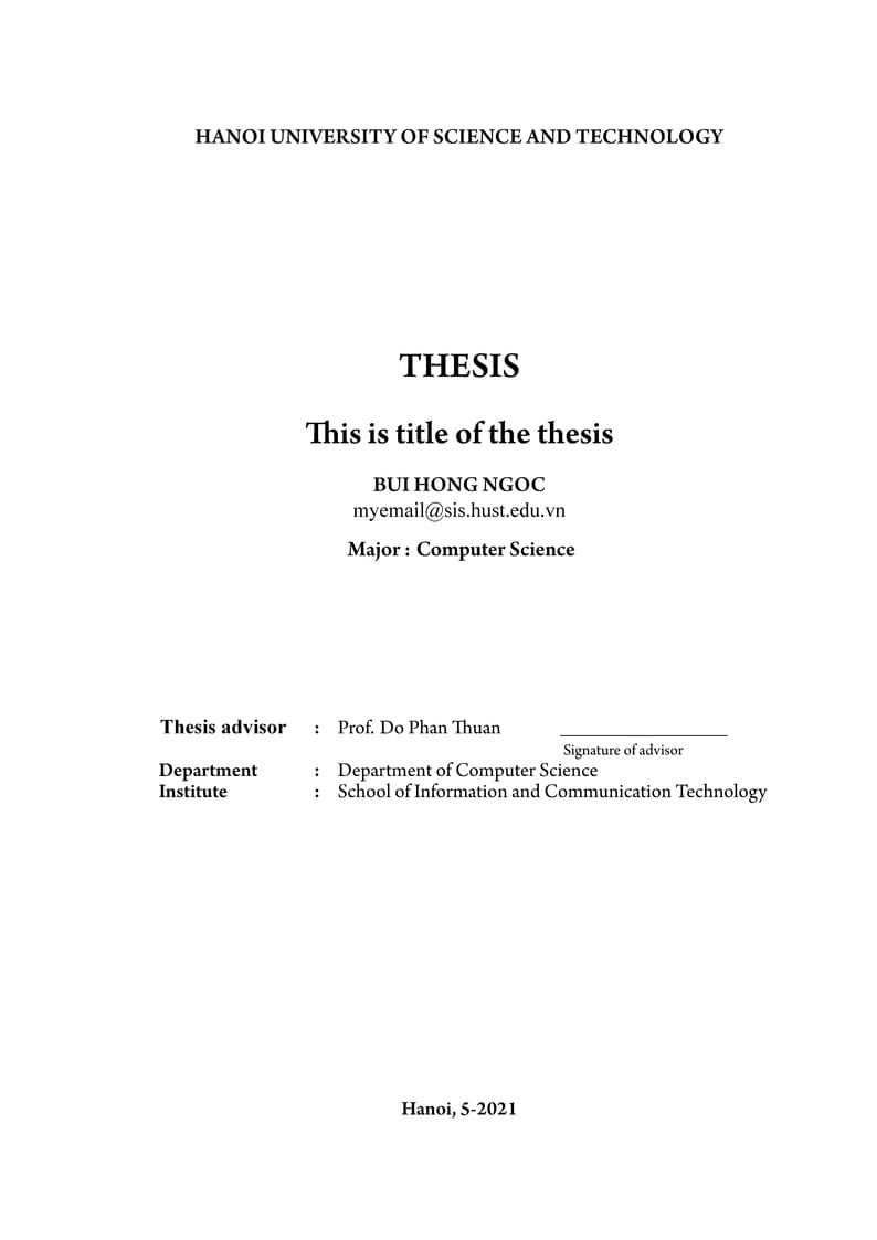 Thesis template for Hanoi University of Science and Technology