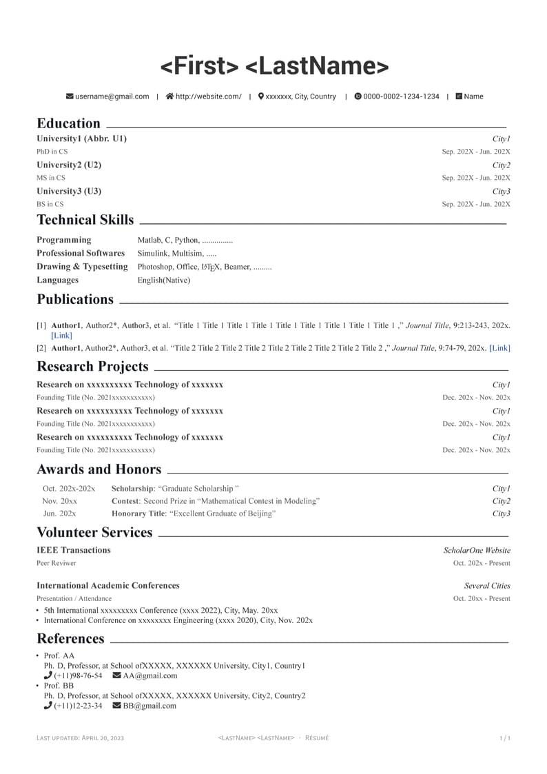 Resume - one page