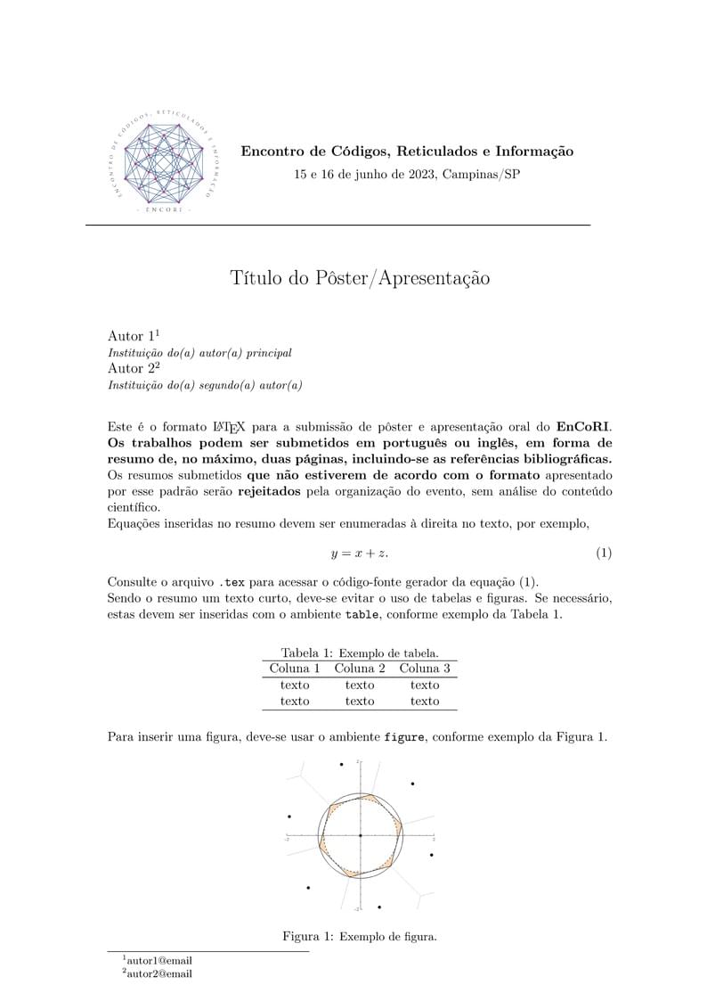 Modelo para Submissão de Resumos - EnCoRI