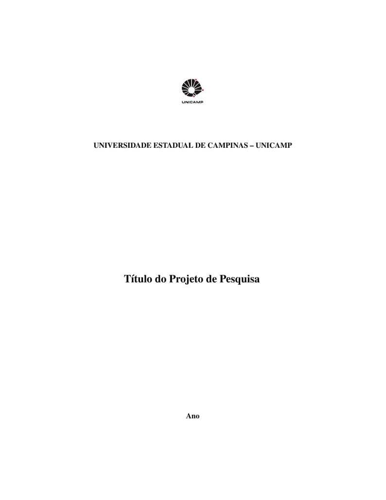 Modelo Projeto de Pesquisa - PIBIC- UNICAMP