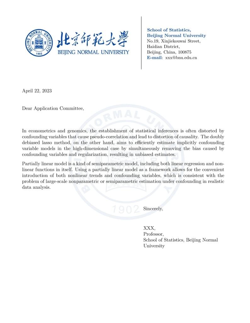 BNU Letter of Recommendation (1st Version)
